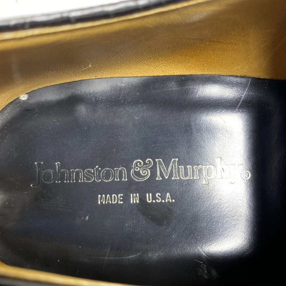 Johnston & Murphy Men's 13D  USA Made Goodyear Welt Black Cap Toe Dress Shoes